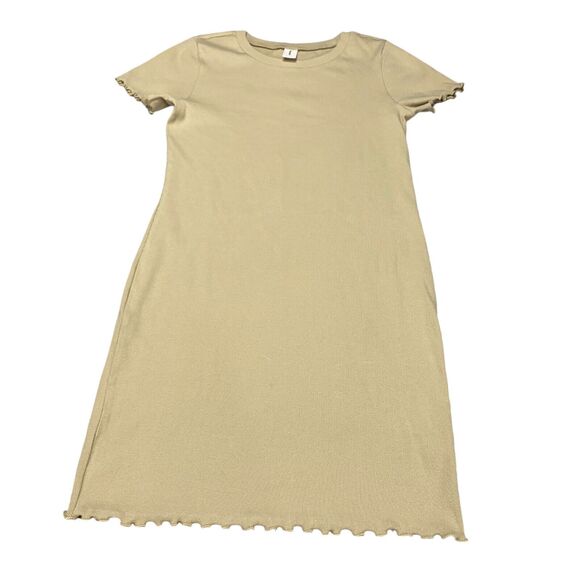 ABOUND Women's Mini Raincheck Dress Beige Cream Ribbed  Short Sleeve - Large - Picture 1 of 14